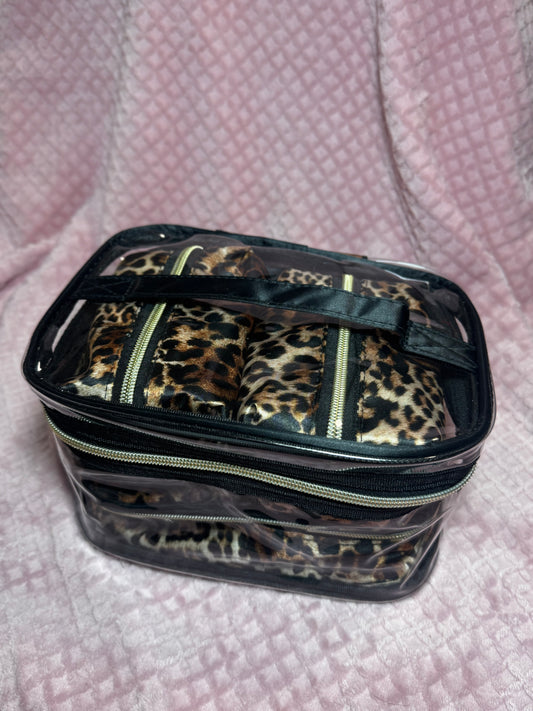 Cheetah 3pc Makeup/Accessory Bag