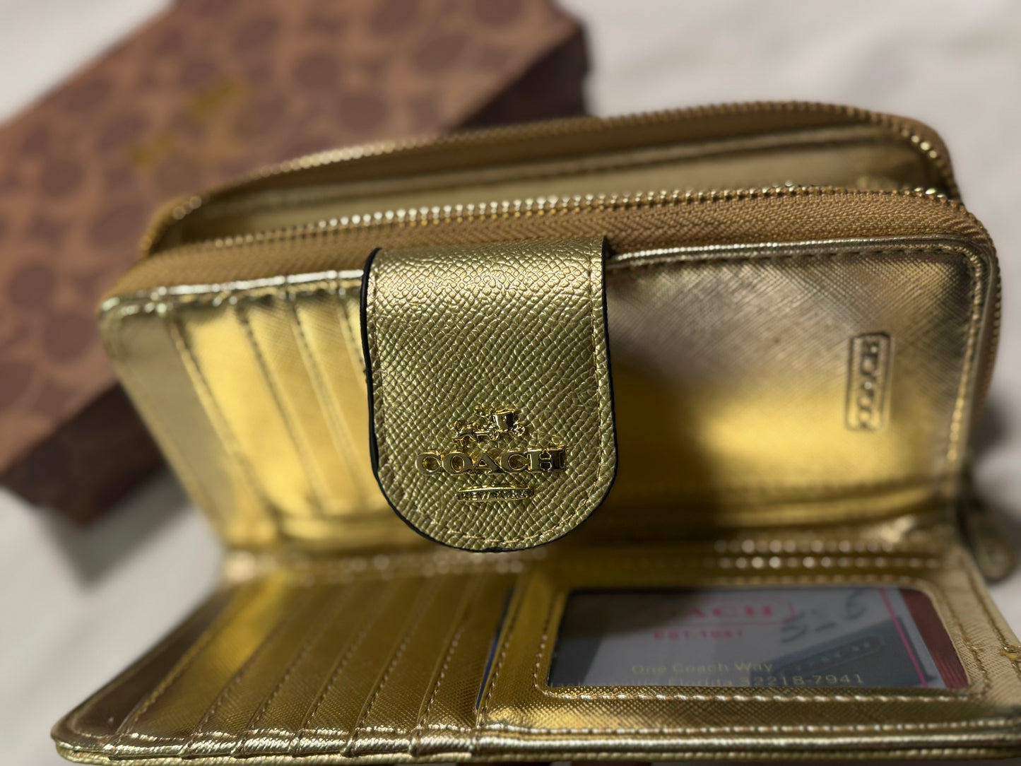 Metallic Gold Coach Wallet